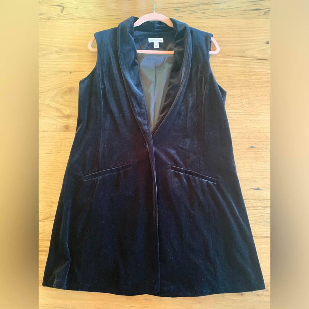 Susan Graver‎ Black Velvet Lined Dinner Vest Women’s Medium Preloved
